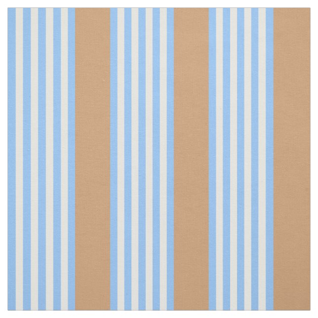 Blue and white five stripes pattern with tan fabric (Swatch)
