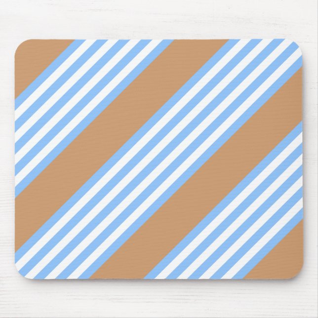 Blue and white five stripes pattern with tan mouse mat (Front)