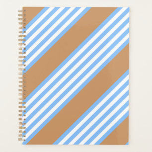 Blue and white five stripes pattern with tan planner