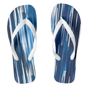 Blue and white flip flops