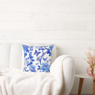 Blue and White Floral Beauty Cushion