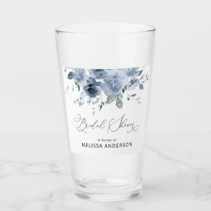 Blue and White Floral Bridal Shower Drinking Glass