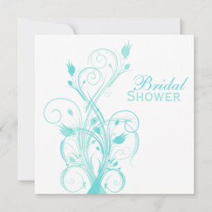 Blue and White Floral Bridal Shower Invitation