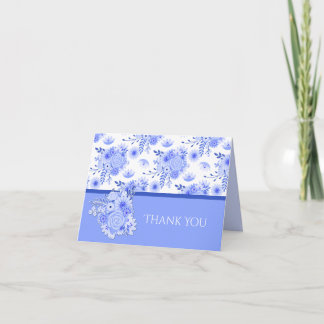 Blue and White Floral Bridal Shower Thank You Card