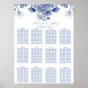 Blue and White Floral China Pattern Seating Chart