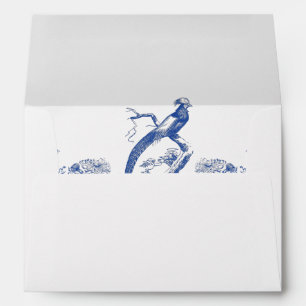 Blue and White Floral China Pattern with Bird Envelope