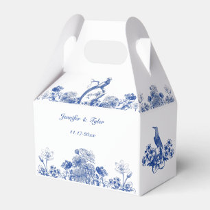 Blue and White Floral China Pattern with Bird Favour Box
