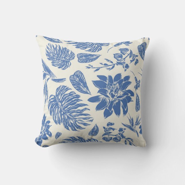 Blue and White Floral Cushion (Front)