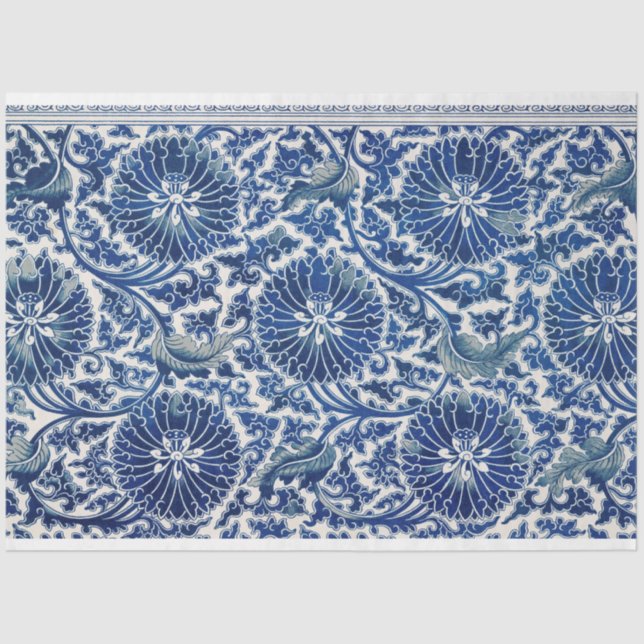 Blue and white floral decoupage tissue paper (Front)