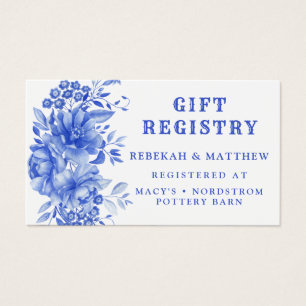 Blue and White Floral   Gift Registry Card