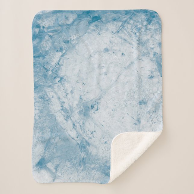 Blue and white floral mattress sherpa blanket (Front)