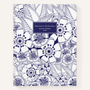 Blue and White Floral Named Prayer Journal