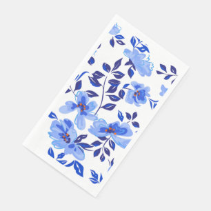 blue and white floral paper dinner napkins