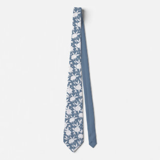 Blue and White Floral Pattern Groomsmen Wedding Tie
