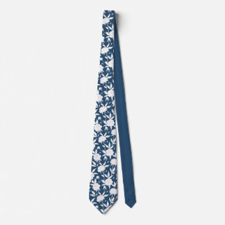 Blue and White Floral Pattern Groomsmen Wedding Tie