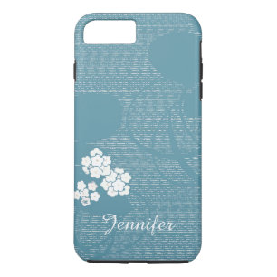 Blue and White Floral Personalized Custom Girly iPhone 8 Plus/7 Plus Case