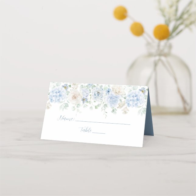 Blue and White Floral Place Cards (Front)