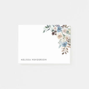Blue And White Floral Post-it Notes