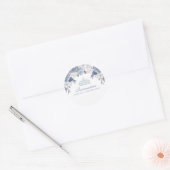 Blue and White Floral Quinceanera Classic Round Sticker (Envelope)