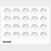 Blue and White Floral Quinceanera Classic Round Sticker (Sheet)