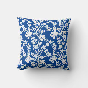 Blue And White Floral Repeating Pattern Cushion