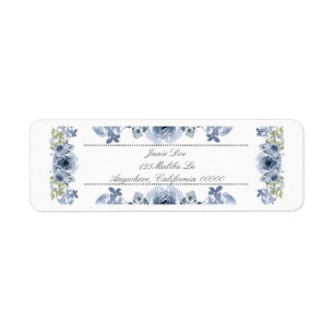 Blue and White Floral Return Address Labels