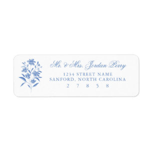 Blue and White Floral Return Address Stickers