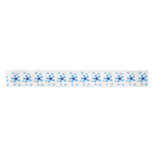 Blue and White Floral Satin Ribbon