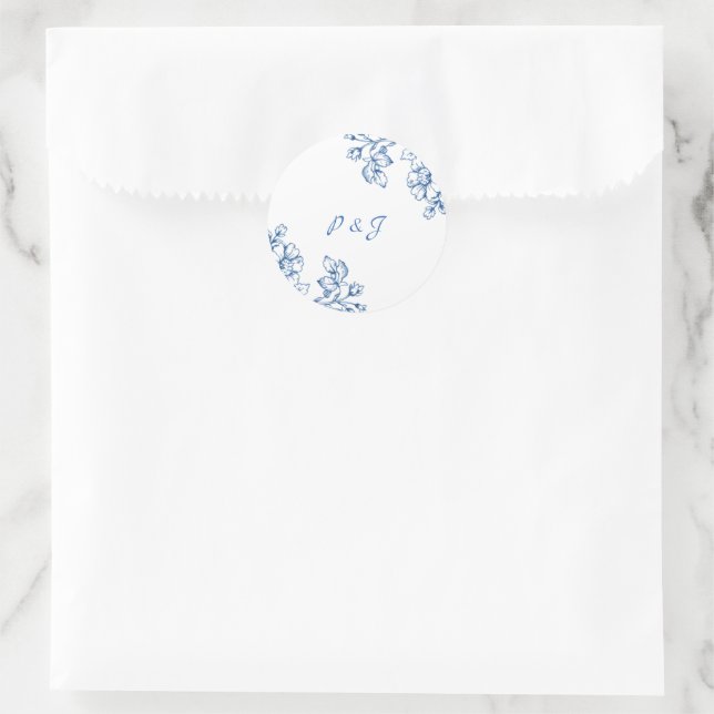 Blue and White Floral Stickers (Bag)