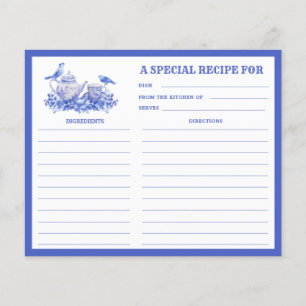 Blue and White Floral Tea Set Recipe Card