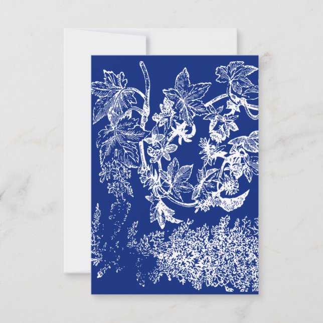 Blue and White Floral Thank You Card (Front)