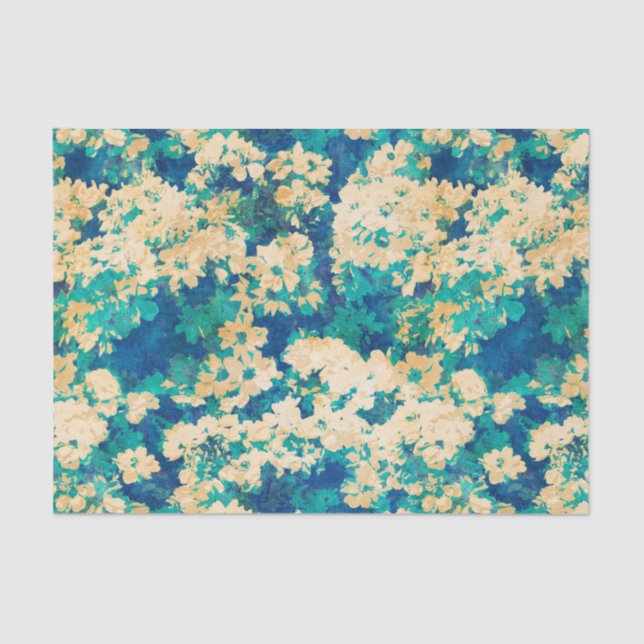 Blue and White Floral Tissue Paper (Front)