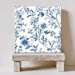 BLUE AND WHITE FLORAL VINTAGE PATTERN TILE