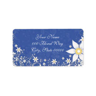 Blue and White Floral Wedding Address Labels
