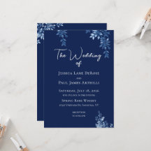 Blue and White Floral Wedding Invitation
