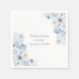 Blue and White Floral Wedding Napkins