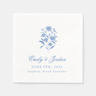 Blue and White Floral Wedding Napkins