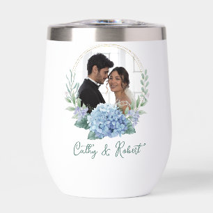 Blue and White Floral Wedding Photo