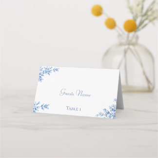 Blue and White Floral Wedding Place Cards
