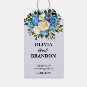 Blue and White Floral Wedding Thank you Gift Tags