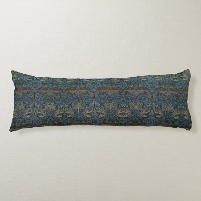 Blue and White Floral William Morris Medway Body Cushion (Front)