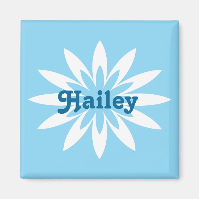 Blue and white flower monogram magnet (Front)