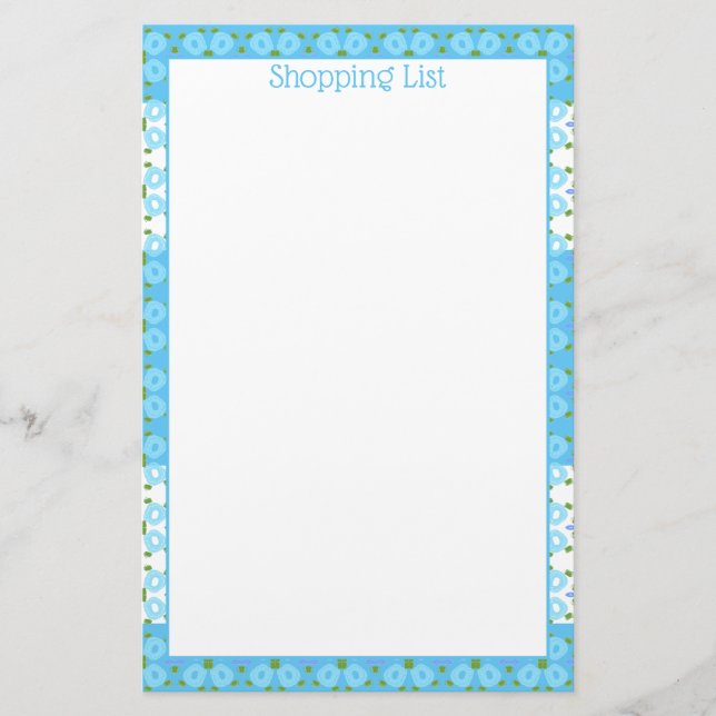 Blue and White Flowered Stationery (Front)