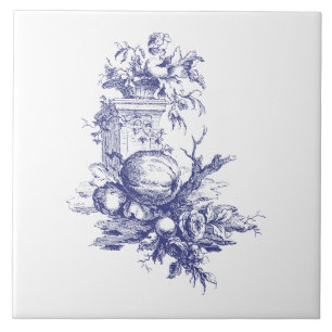 Blue and White Flowers & Fruit Tile