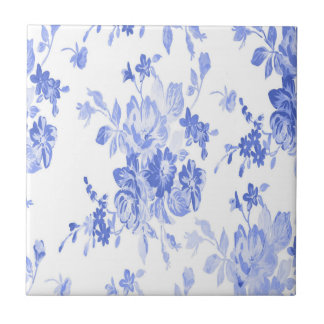 Blue and White Flowers Pattern Tile