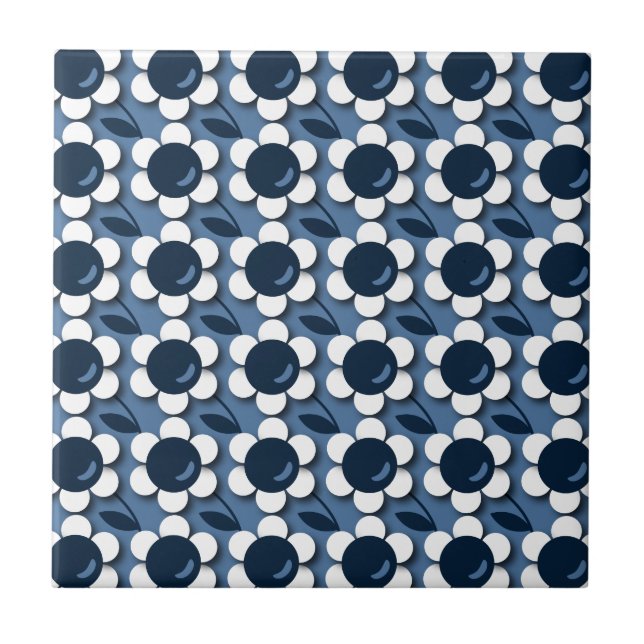 Blue And White Flowers Tile (Front)