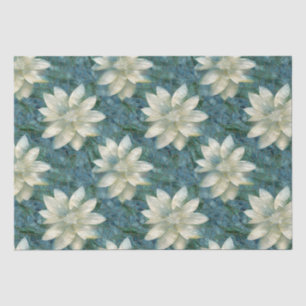 Blue and White Flowers Tissue Paper