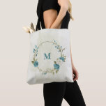 blue and white flowers tote bag<br><div class="desc">Beautiful romantic tote bag featuring blue and white flowers and some pretty green leaves .
 FOR MORE MATCHING PRODUCTS click on the collection above or contact me</div>