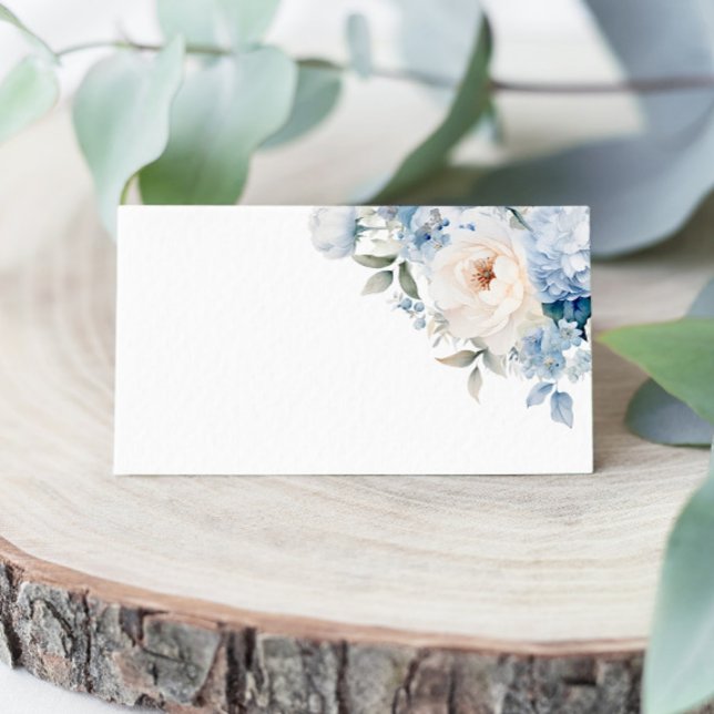 Blue and White Flowers Wedding Place Card (Creator Uploaded)