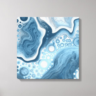 Blue and White Fluid Art  Canvas Print